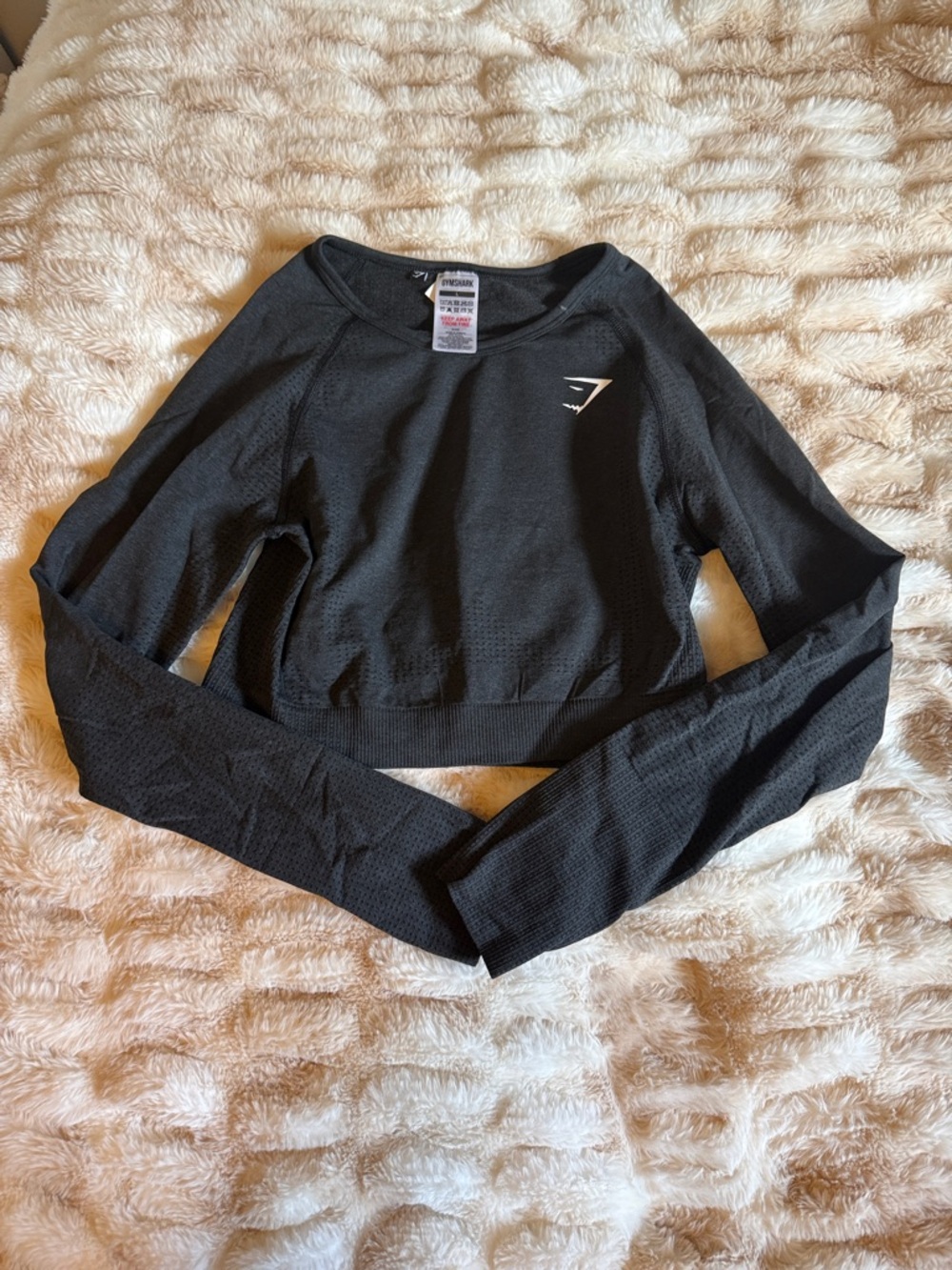 Gymshark Black Long-Sleeve Cropped Training Top